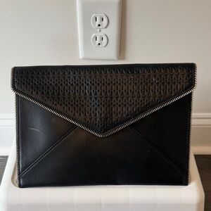 Rebecca Minkoff Black Leather Envelope Clutch